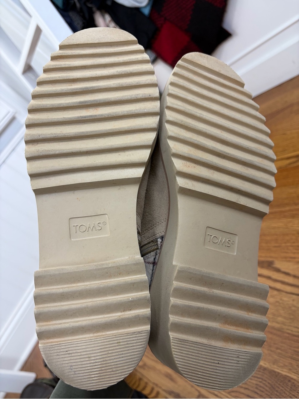 TOMS Maude Wedge Ankle Bootie with Plaid Heel Accent (10) - Picture 8 of 8